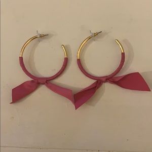 J Crew hot pink ribbon hoops